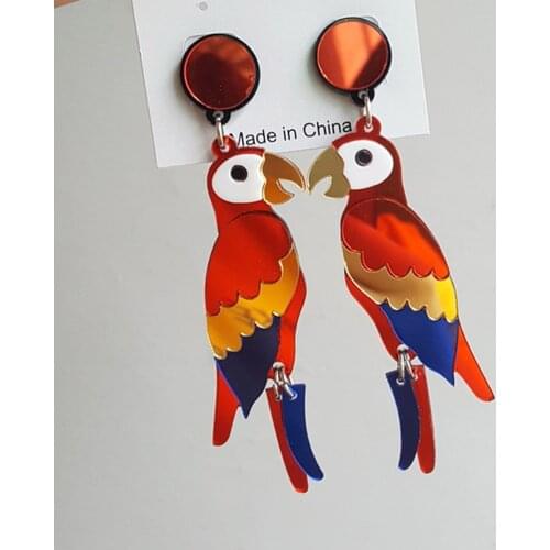 Woman Statement Drop Earrings Punk Hip Hop Personality Acrylic Parrot Woodpecker Earring Nightclub Jewelry