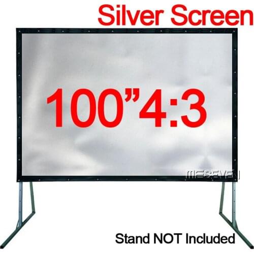 100 inches 4:3 PVC Metal Silver Gray Front Projection Screen Film Fast Fold for 3D DLP Home Theater Projectors Outdoor Movies