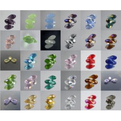 100pcs 6x12MM Clear Oval Faceted Czech Crystal Beads With Hole Briolette Teardrop Glass Beads For Jewelry Making DIY