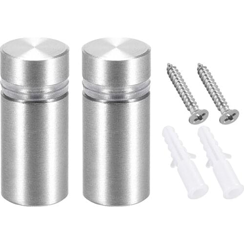 Uxcell 2Pcs Glass Standoff Mount Stainless Steel Wall Standoff Holder Advertising Nails 12mm Dia 28mm Long w Mounting Screws
