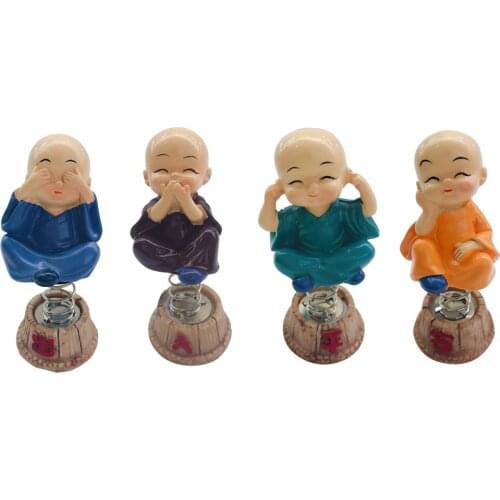 4pcs Cute Resin Car Home Decor Little monk Shaking Head Decorative Ornaments Figurine Gift