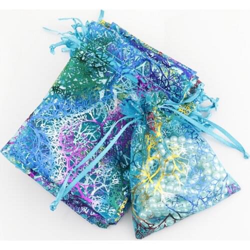 500pcs Wholesale 10x14cm Drawstring Coralline Small Organza Bags Favor Wedding Christmas Gift Jewelry Packaging Bags & Pouch