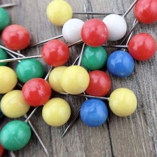 80pcs Colorful Round Pearl Plug Bead Stainless Steel Positioning Needle Locating Patchwork Sewing Pins DIY Sewing Accessory G