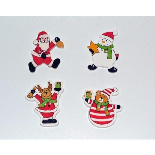 Free shipping 20pcs/lot Christmas Snowman Santa Claus 2-holes Wooden buttons Crafts Button, Painting buttons,Mix Style