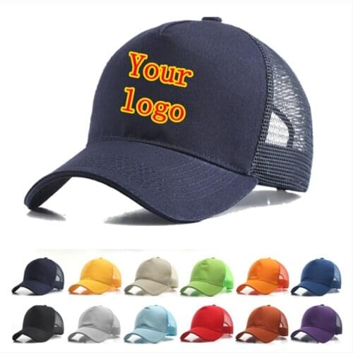 Embroidered Letters Mesh Adjustable Solid Color Baseball Cap Print Logo Advertise Breathable Summer Trucker Cap Men Dad Hat