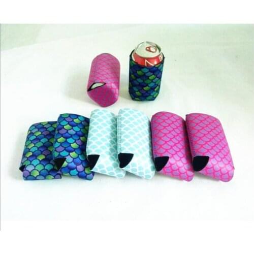 Fast shipping Neoprene Mermaid Stripe Cooling Beer Drinks Bottle Tin Can Cooler Sleeve Holder