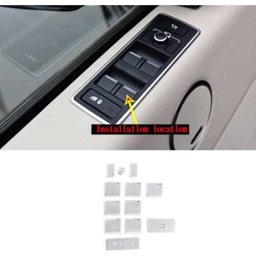 For Land Rover Range Rover VOGUE 2013-2017 Car styling Aluminum alloy Silver Car Glass Lift Button Stickers Car Accessories