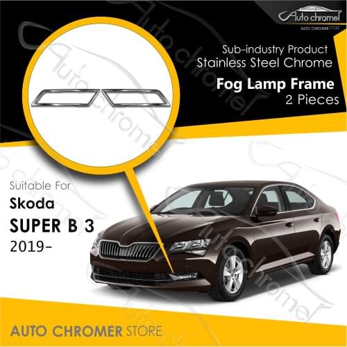 For Skoda Superb III Front Fog Lamp Cover Chrome Looking Stainless Steel 2 Pieces 2015-2019 High Quality