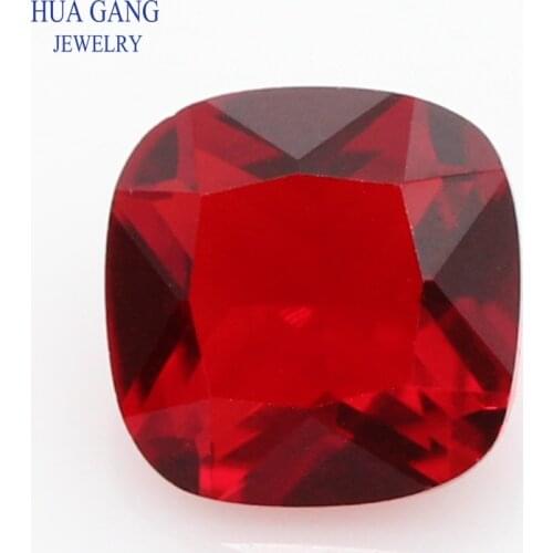 Garnet Color Cushion Cut Shape Princess Cut Loose Glass Beads Synthetic Gems For Jewelry Size 3x3~15x15mm Free Shipping