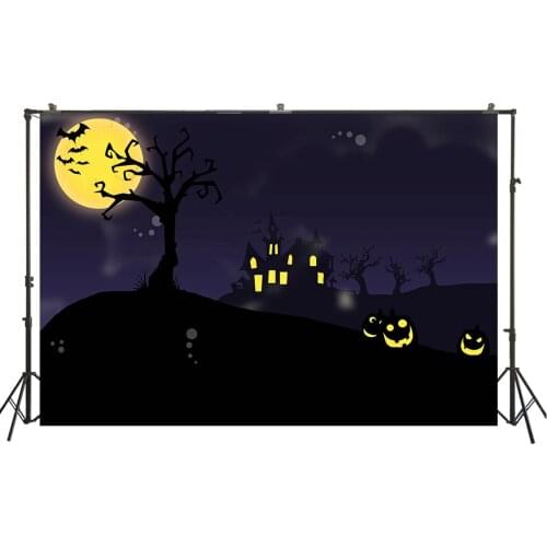 HUAYI Photography Backdrop Halloween Pumpkin Lantern Horror Night Photo Background Child Studio Birthday Room Decoration W-4115