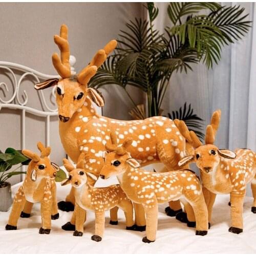 Simulation Animal Standing Sika Deer Toy Christmas Decoration Elk Skin-friendly and Comfortable Child Playmate Photography Props