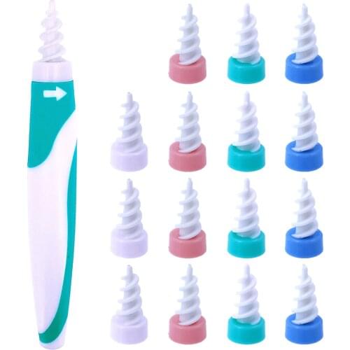 Ear Wax Removal Tool Soft Silicone Spiral Ear Cleaning 16 Replacement Heads Removal Ears Cleaner Plugs Spirals Care