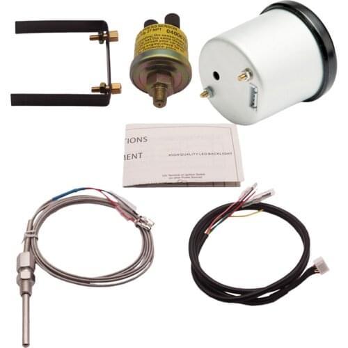 7 Color Oil Temp Temperature Gauge Meter 52mm BLUE LED WITH SENSOR