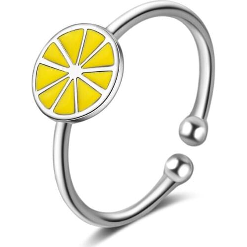 New Hot Orange Lemon Opening Adjustable Trend Rings For Women Jewelry Personality Party Gift Anillos SAR77