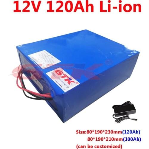 GTK PVC 12V 100Ah 120Ah lithium li ion battery pack built-in BMS for golf cart solar energy motor home boat+10A charger