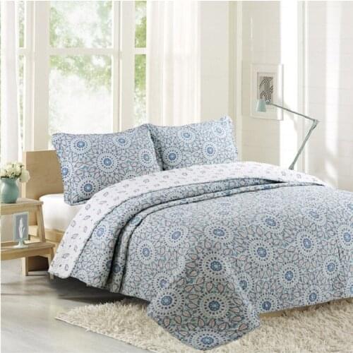 Quality Print Bedspread Quilt Set 3pcs Quilted Bedding Cotton Quilts Bed Cover Pillow Case King Queen Size AB-Side Coverlets