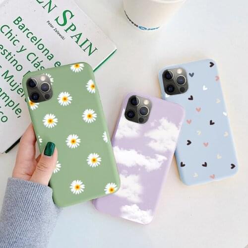 For iPhone 12 Pro Max Mini Soft Silicone Phone Coque For iPhone 12Pro 12ProMax 12Mini Flower Protective Coque Shell Back Cover