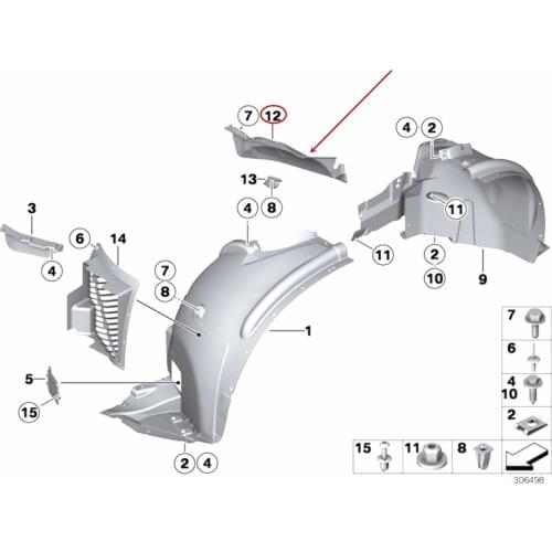 Front wheel fender lining cover Front liner tire fender Suitable for X5b mw2008-2017 Front wheel cover guard Leaf board lining