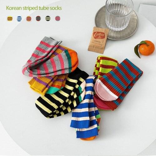 1 Pair Kids Striped Calf Sock Trend Slouch Socks Fashion Personalized Novelty Comfortable Cotton Socks 1-8 Years Old