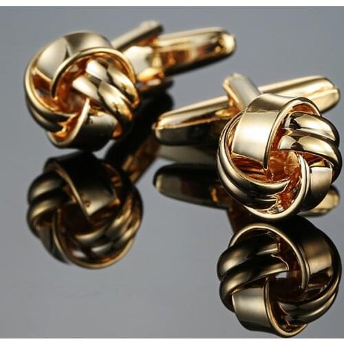 2018 new high quality fashion Cufflinks for men gold knot design top quality copper hotsale cufflinks whoelsale&retail