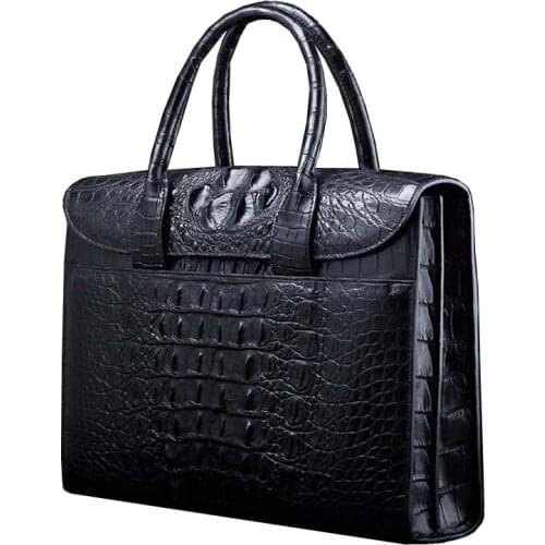 Ourui new selling true crocodile male men briefcase black handbag For men men bag crocodile leather men handbag
