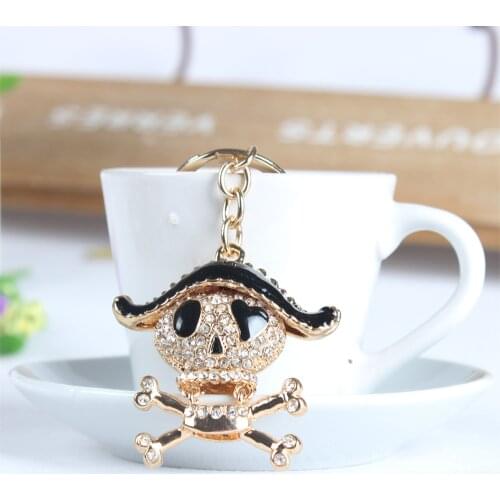 Ghost Head Skull Lovely Cute Crystal Charm Purse Handbag Car Key Keyring Keychain Party Wedding Birthday Gift