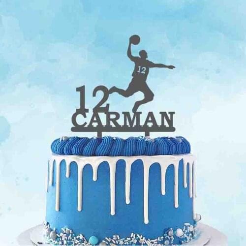 Personalized Handball Cake Topper Custom Name Age Man Playing Handball For Handball Player Birthday Party Cake Decoration Topper