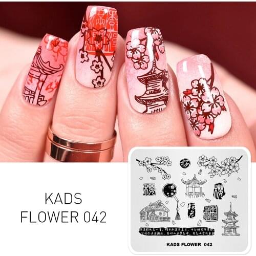 KADS Flower 042 Nail Art Stamping Image Plate Chinese Style Template Manicure Nail Stencil Tool Templates Decorations Stamp