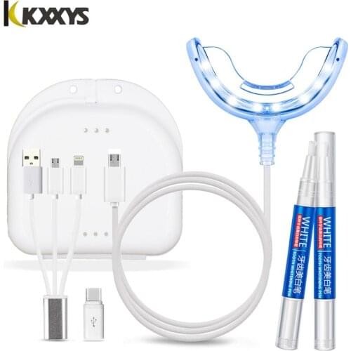 Professional Teeth Whitening Kit 16x Accelerator Light Blue LED Light Concentrated Peroxide Gel Mouth Tray Teeth