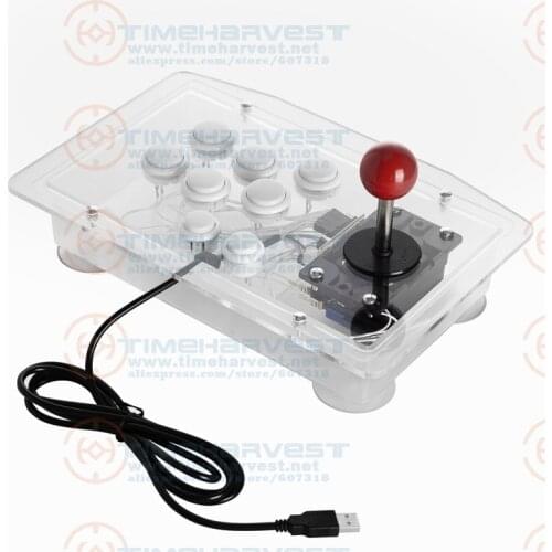 Transparent Clear Acrylic Arcade Joystick USB Wired Computer Gaming Joystick 8 Directional Buttons