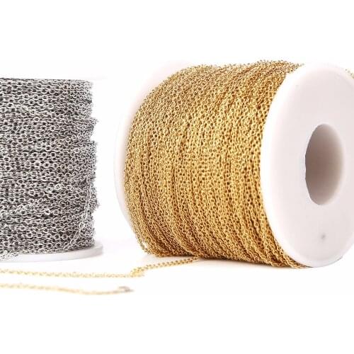 WITAYA 1.5mm/2mm Width Silver/gold Tone Stainless Steel Metal Link Chain for Necklaces Bracelets Jewelry Making