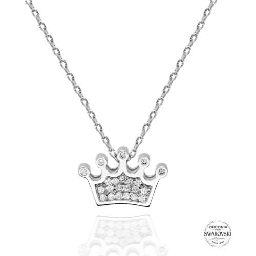 Silver 925 Sterling Swarovski Zirconia Cubic Zirconia Crown Necklace