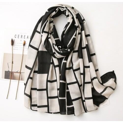 2021 New Soft Geometry Pattern Soft Scarf Shawls Women Long Wrap Hijab Scarves Free Shipping