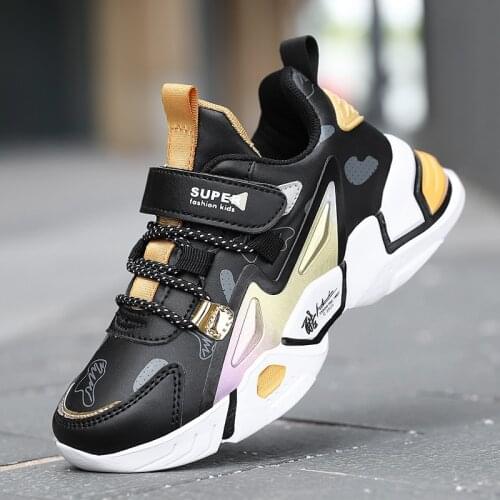 Sport Kids Sneakers Boys Casual Shoes For Children Sneakers GIrls Shoes Leather Cotton Fabric Anti-slippery Hook&Loop Running