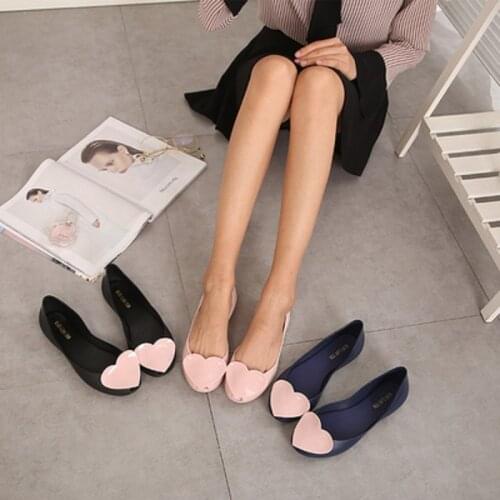 2020 summer new cute peach heart shallow mouth flat jelly shoes trend ladies sandals soft bottom comfortable womens shoes