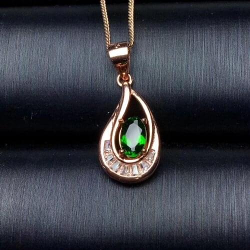Natural green diopside Elegant water Drops Pendant natural gemstone pendant necklace S925 silver women party gift fine jewelery