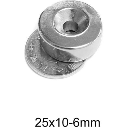 1/2/5/10/15PCS 25x10-6 mm Neodymium Magnet Disc 25*10 mm Hole 6mm Circle Magnets 25X10-6mm N35 Round Permanent Magnet 25*10-6