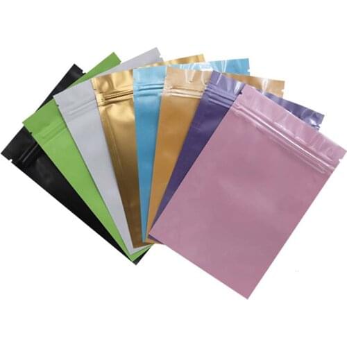 150Pcs/Lot Pink / Blue / Color Aluminum Foil Plastic Ziplock Pack Bag Flat Moisture-proof Zipper Package With Tear Notch