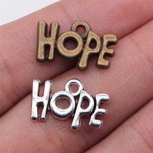 20pcs Charms Hope 19x12mm 2 Colors Antique Silver Color Antique Bronze Pendant Hope Charms Jewelry Findings
