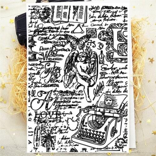 20Pcs 11*16CM Typewriter Text Transparent Clear Stamp Silicone Stamp/Seal DIY Scrapbooking/Photo Album Stamp Sheets Bulk Deals