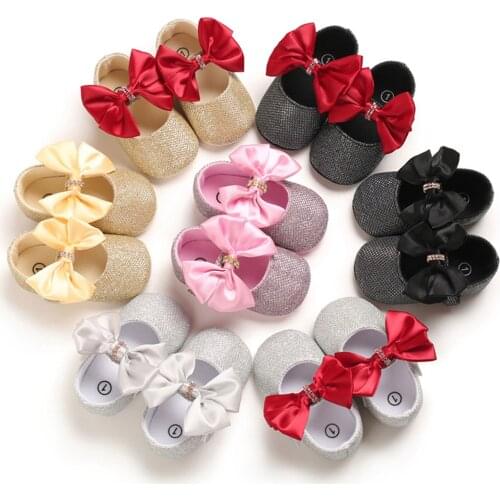 2021 Infant Girl’s Baby Shoes, Girls Solid Color Anti-Slip Footwear Bowknot Walking Shoes for Spring Fall