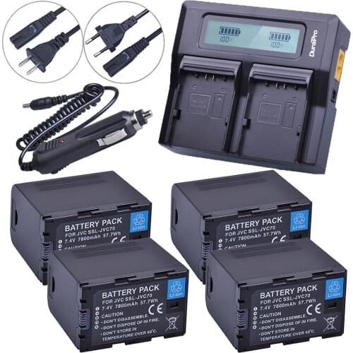 4pc 7800mAh SSL-JVC70 SSL JVC70 Li-ion Batteries with USB Output for for JVC GY-HM600 GY-HM650 GY-HMQ10 GY-HM200 GY-LS300 Camera