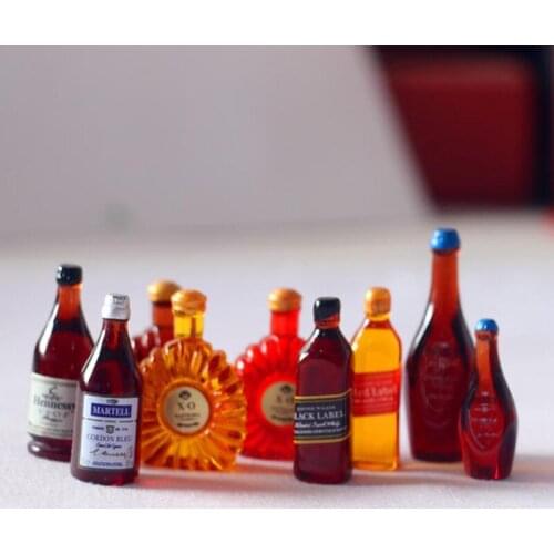 5Pcs/set Mini Wine Bottle Simulation Drinks Model Toys for Doll House Decoration 1/12 Dollhouse Miniature Accessories