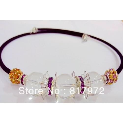 5pcs Charm 14mm Bead Round Crystal inlay Shining Purple Rhinestone Special Design Style Bib Necklace Woman Summer Party