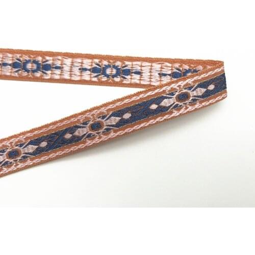 5Yards 16mm 5/8" Orange Floral Embroidery Woven Jacquard Ribbon Hair Bowknot Decor Gift Packaging Wedding Accessory Ribbon