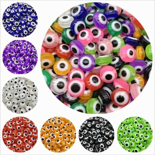 8mm 10mm 50/30pcs Resin Evil Eye Beads Oval Shape Spacer Beads For Jewelry Making DIY Charm Bracelet Necklace