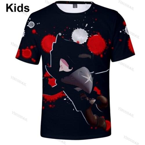 Browlers Shelly and Kids Star, Leon Tops Men 2021 Boys Girls Crow Shoot Game 3D Print T-shirt Shirt Clothing Harajuku Tshirt