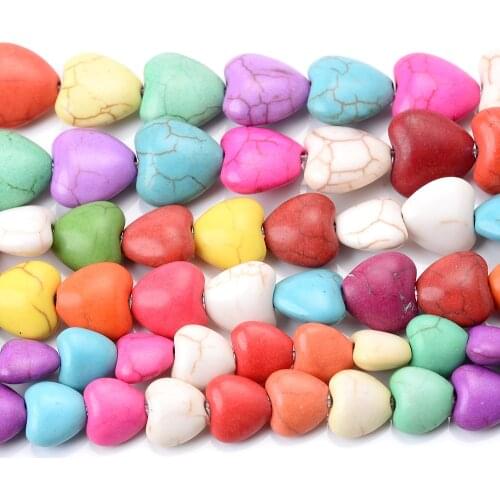 Natural Stone Beads Mixcolor Heart Turquoises Bead for Jewelri Making DIY Bracelet Necklace Earring Accessories 8/10/12mm