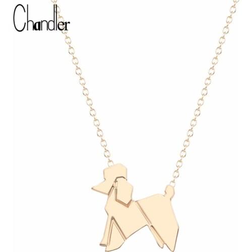 Chandler 2017 Brand Origami Lovely Balloon Poodle Dog Chian Necklace Gold-color Plated Summer Jewelry Dog Love Pets Gifts