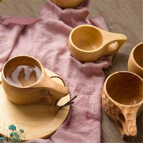 Japanese-Style Wood Coffee Mug Portable Rubber Wooden Tea Milk Cups Drinking Mugs Handmade Juice Lemon Teacup Kitchen Drinkware